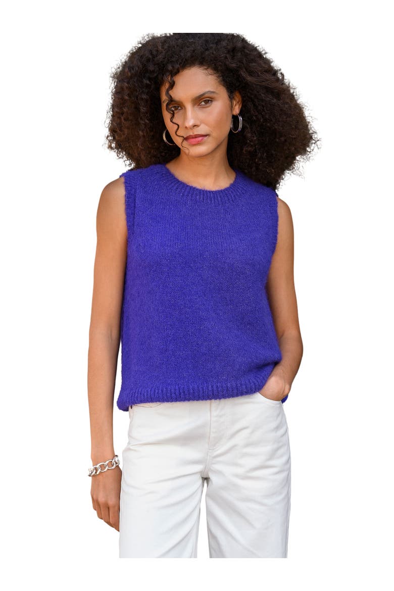 Knit Crew Neck Tank Top, Main, color, COBALT