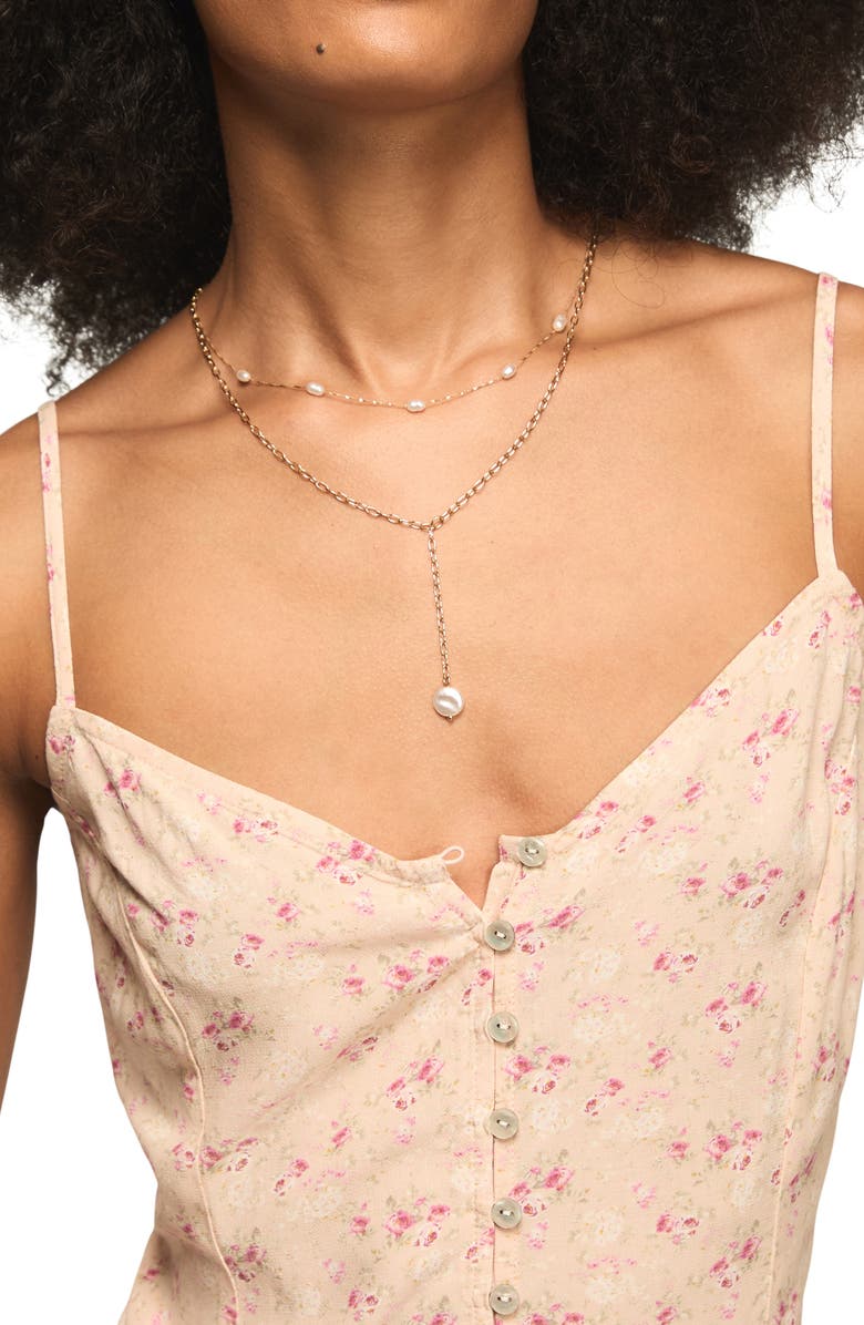 Lucky Brand Simone Floral Midi Slipdress, Alternate, color, Peach Floral