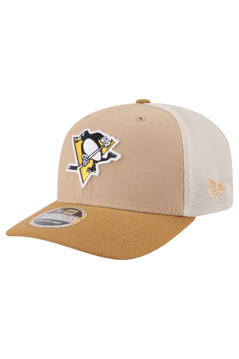 Men's New Era Tan/Light Brown Pittsburgh Penguins Two-Tone Trucker 9SEVENTY Stretch Snap Adjustable Hat, Main, color, Tan