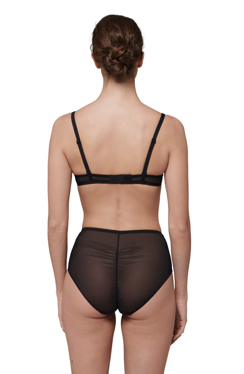 Simone Perele Intrigue Floral Embroidered Briefs, Alternate, color, Black