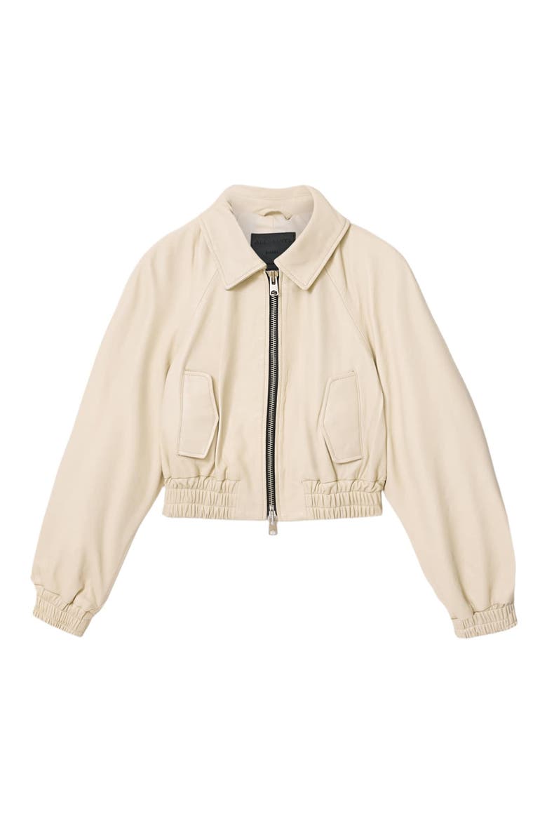 Anouk Leather Crop Bomber Jacket, Main, color, ANTIQUE WHITE