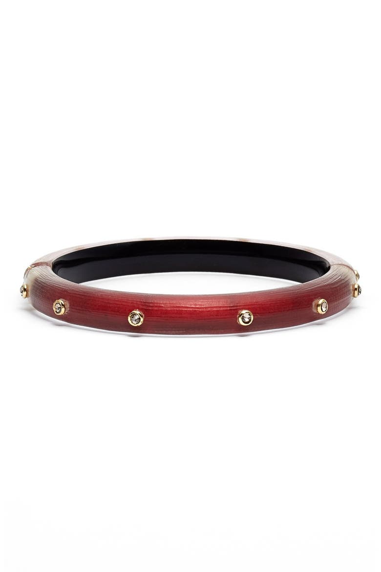 'Lucite® - Neo Bohemian' Hinged Bangle, Main, color, WINE RED