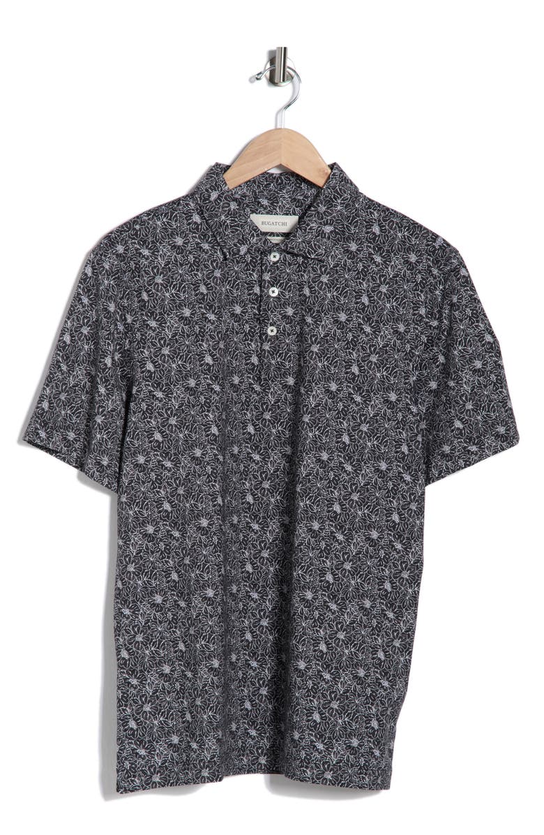 Bugatchi Short Sleeve Polo, Alternate, color, Black