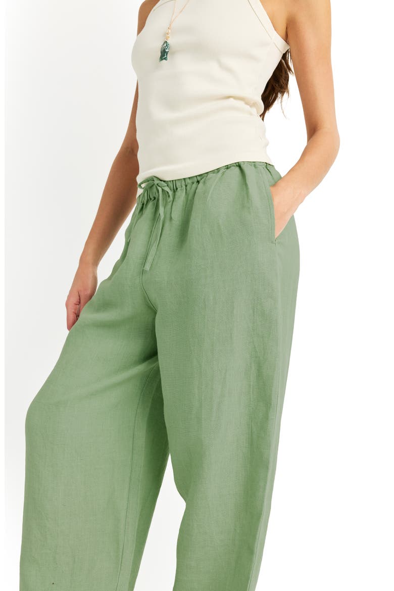 Parker Wide Leg Linen Pants, Alternate, color, SAGE