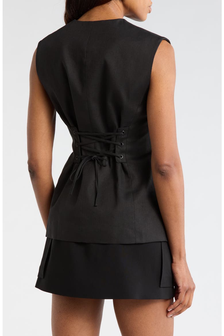 Noa Linen Blend Vest, Alternate, color, BLACK