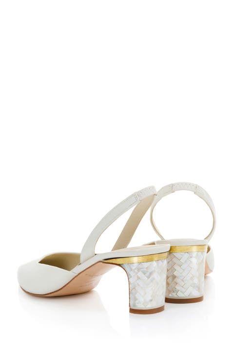 Delphine  Pointed Toe Pearl Heel Pump