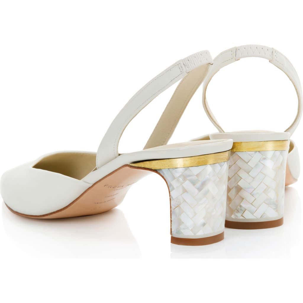 Freya Rose Delphine Pointed Toe Pearl Heel Pump In White