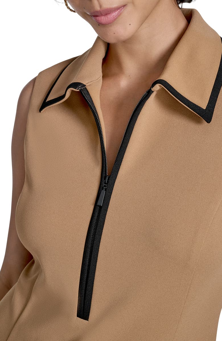 Calvin Klein Piped Sleeveless Tennis Dress, Alternate, color, Luggage/ Black