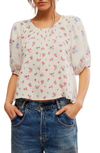 Free People Chloe Printed Top In Tea Combo