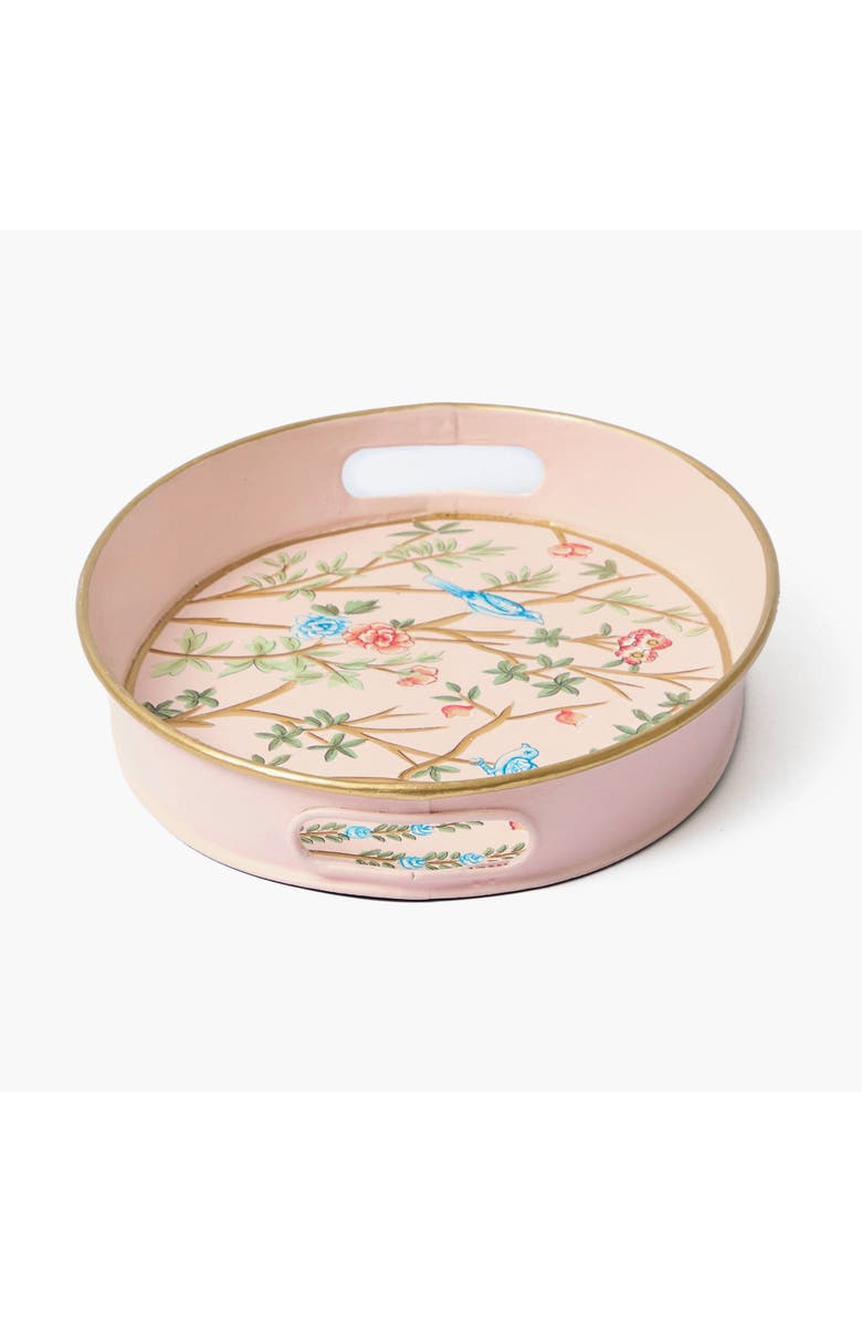 Mrs. Alice Pink Small Oval Chinoiserie Tole Tray, Alternate, color, Pink