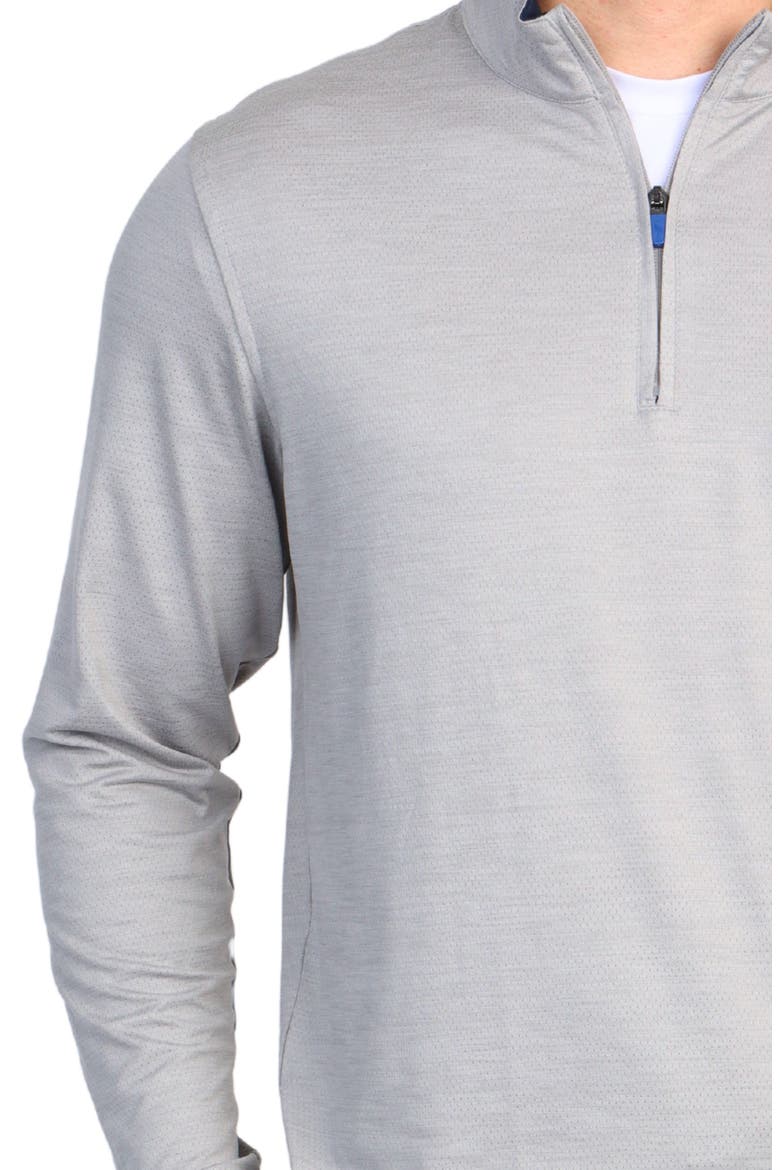 Mélange Mesh Performance Quarter Zip Pullover, Alternate, color, LIGHT GREY