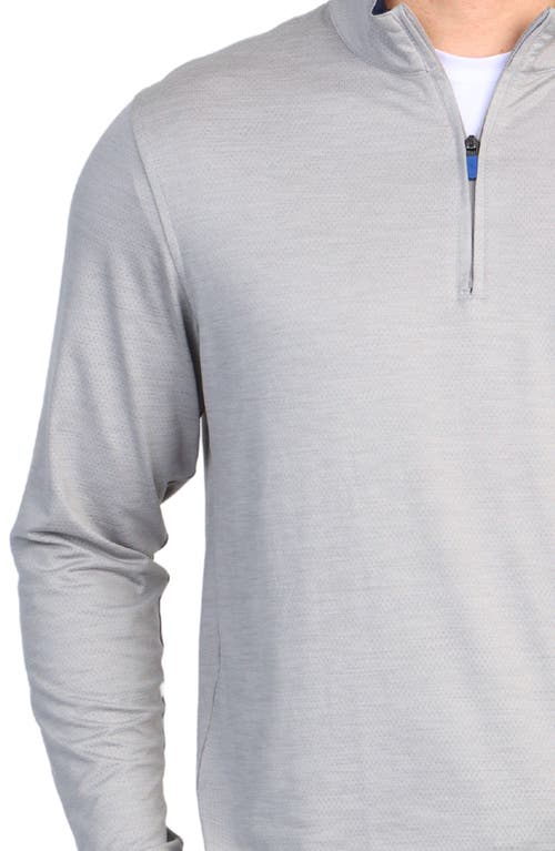 Tailorbyrd Mélange Mesh Performance Quarter Zip Pullover In Light Grey