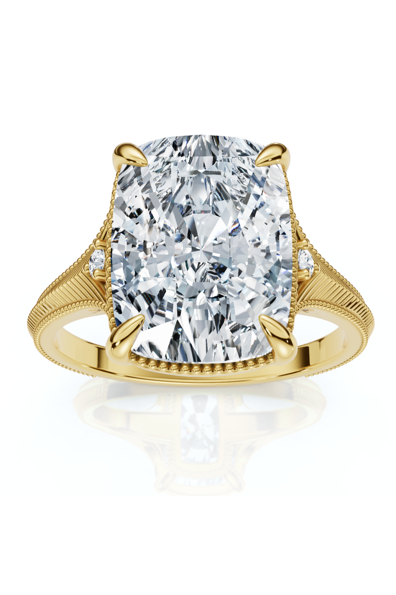 Certified 5Ct Taylor Elongated Cushion Engagement Ring 14k Gold Lab Grown, Main, color, 14k Yellow Gold