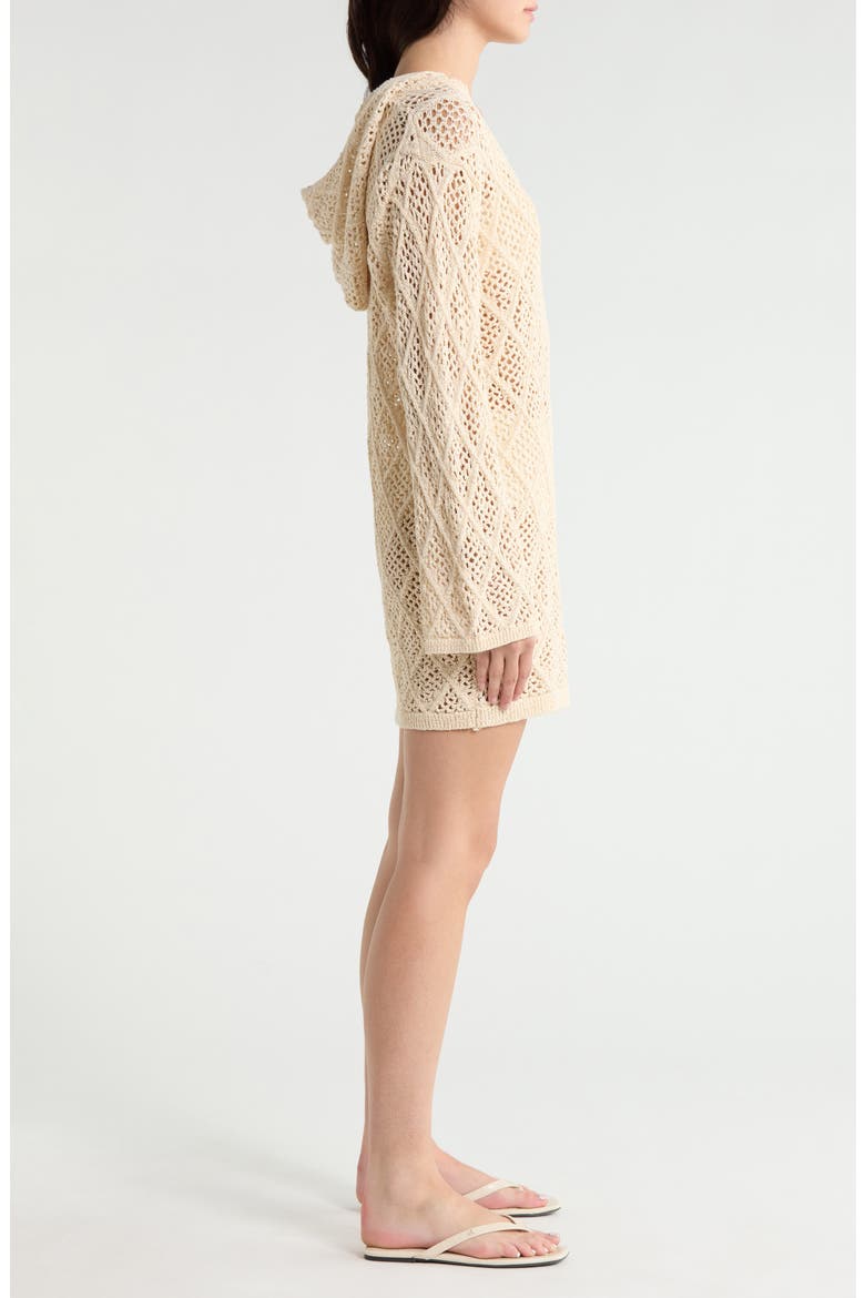 Crochet Cover-Up Minidress, Alternate, color, NATURAL