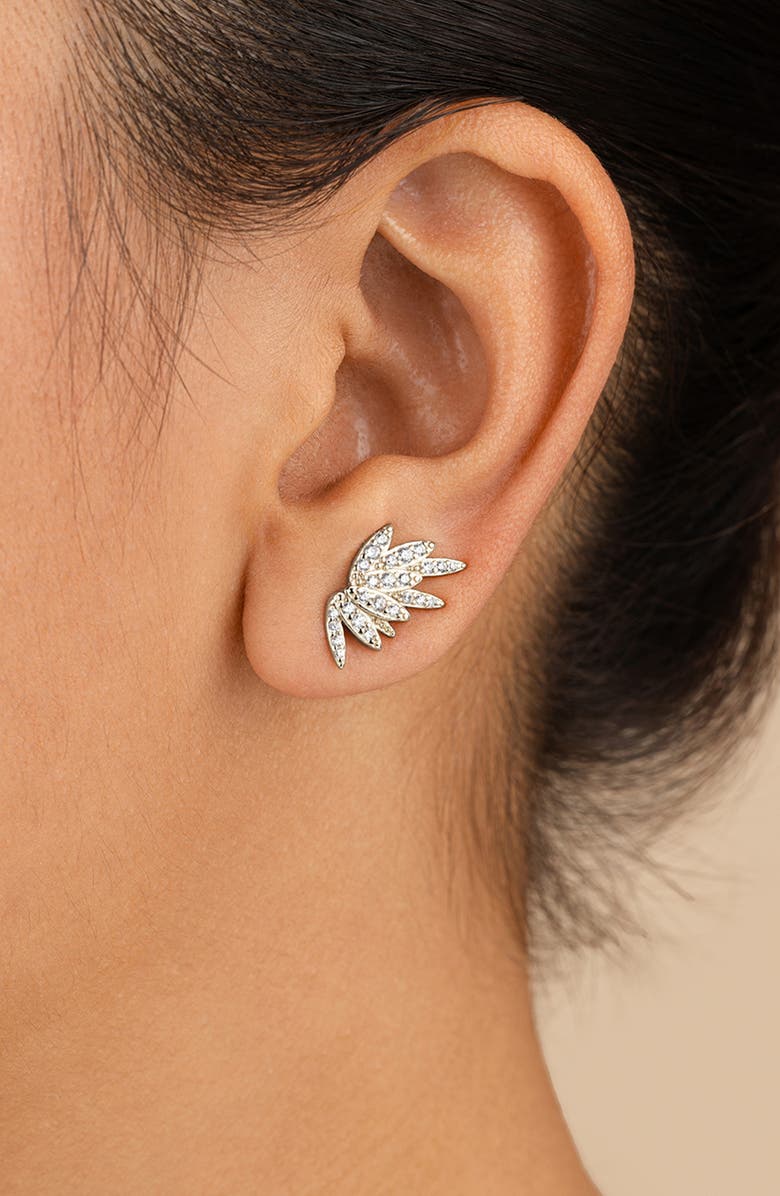 Sterling Forever Devon Cubic Zirconia Stud Earrings, Alternate, color, Silver