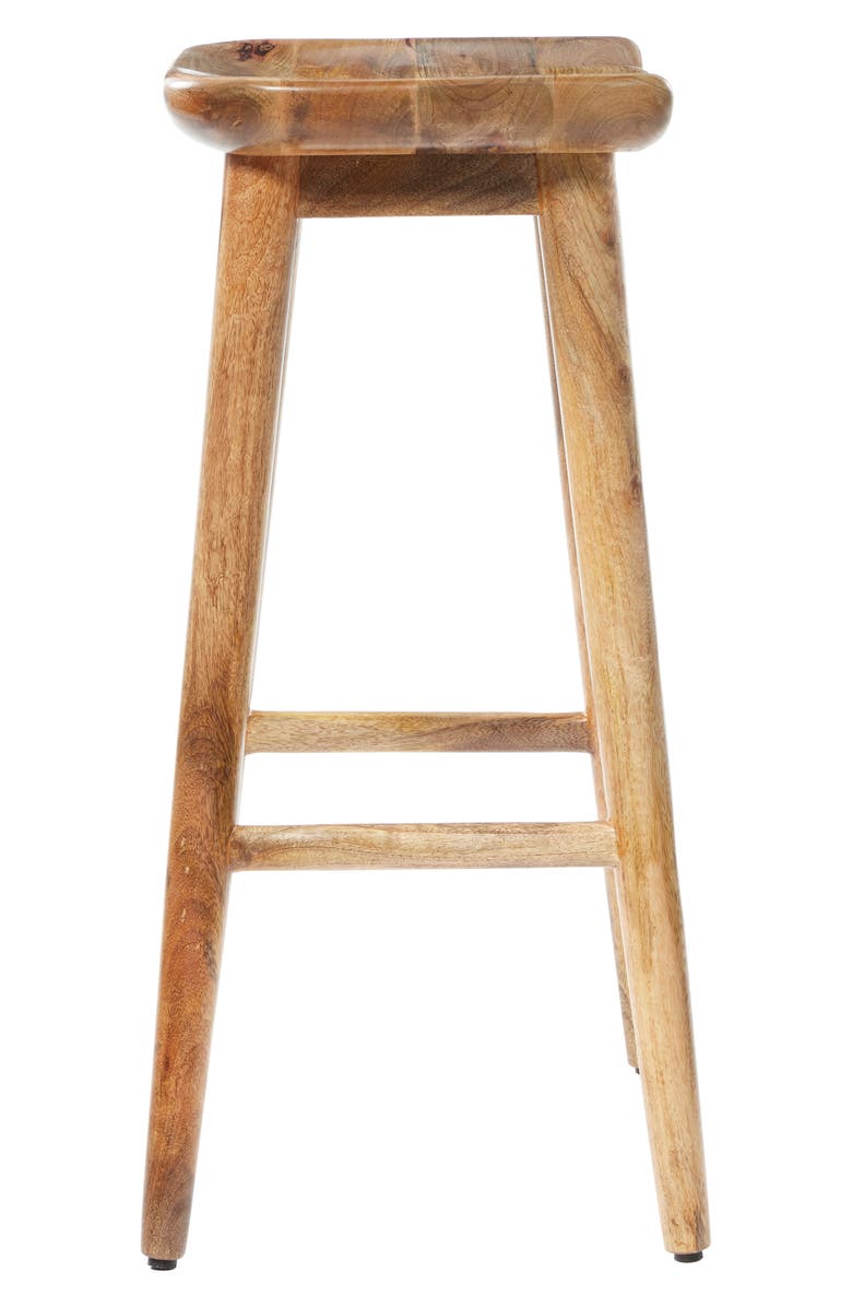 GINGER BIRCH STUDIO Brown Wood Bar Stool with Footrest, Alternate, color,