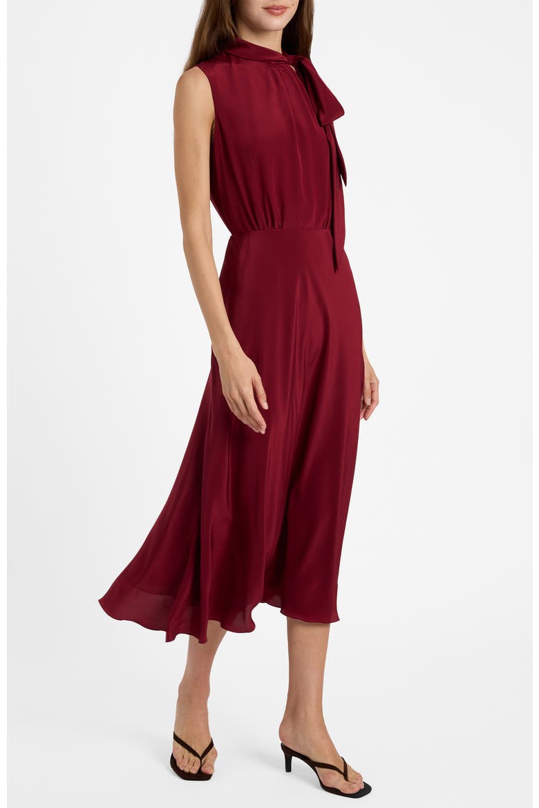 Petra Sleeveless Mock Neck Silk Midi Dress, Alternate, color, Chili Pepper