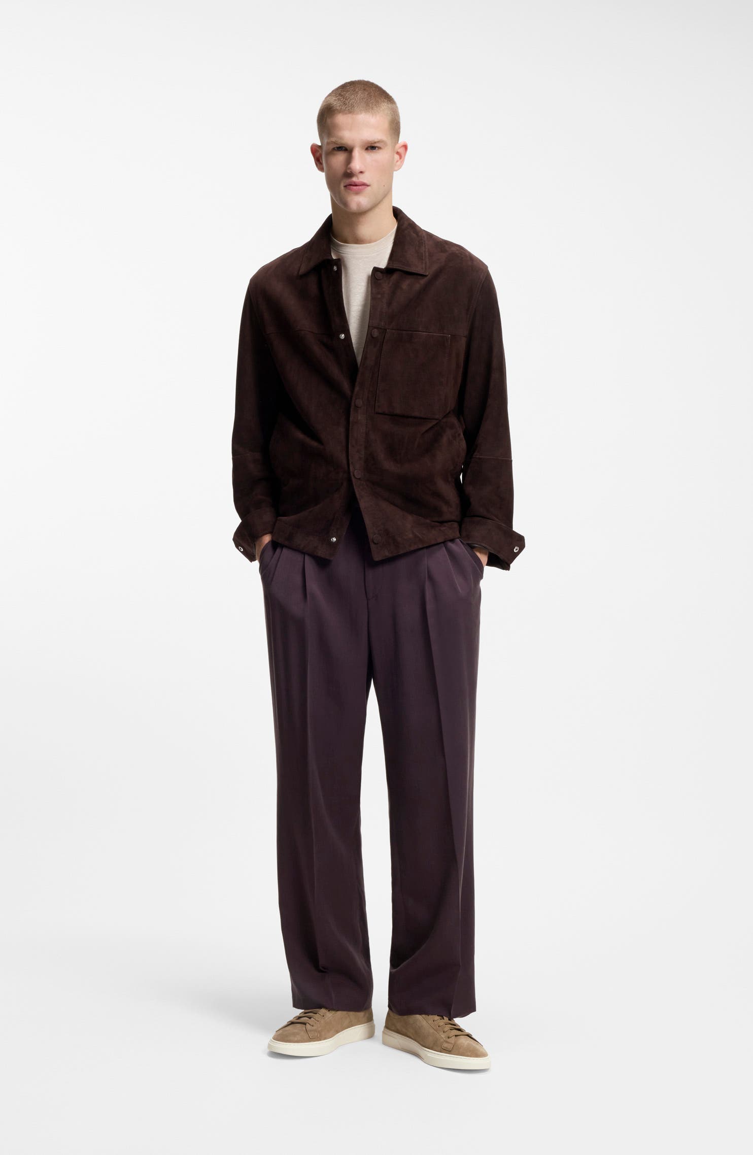 BOSS Kieran Suede Low Top Sneaker, Alternate, color, Medium Beige