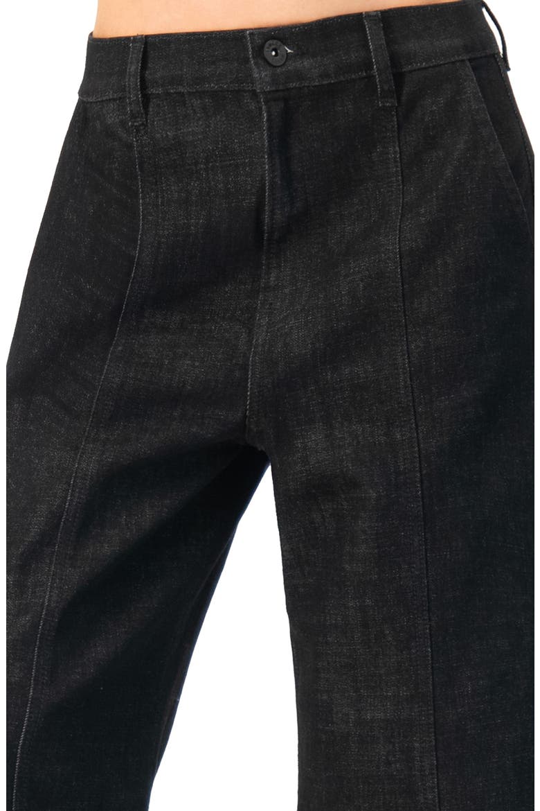 High-Waisted Wide-Leg Denim Jeans, Alternate, color, Black