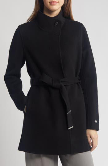 Soia & Kyo Kenia Funnel Neck Wool Blend Wrap Coat | Nordstromrack