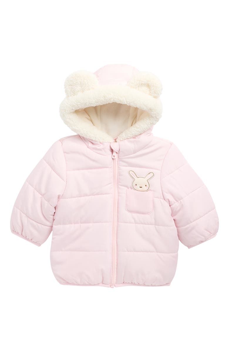 WIPPETTE 3D Appliqué Hooded Puffer Jacket, Main, color, Soft Pink