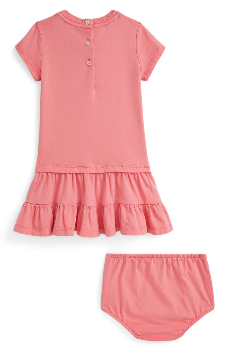 Ralph Lauren Tennis Bear Tiered Cotton Graphic Dress & Bloomers, Alternate, color,