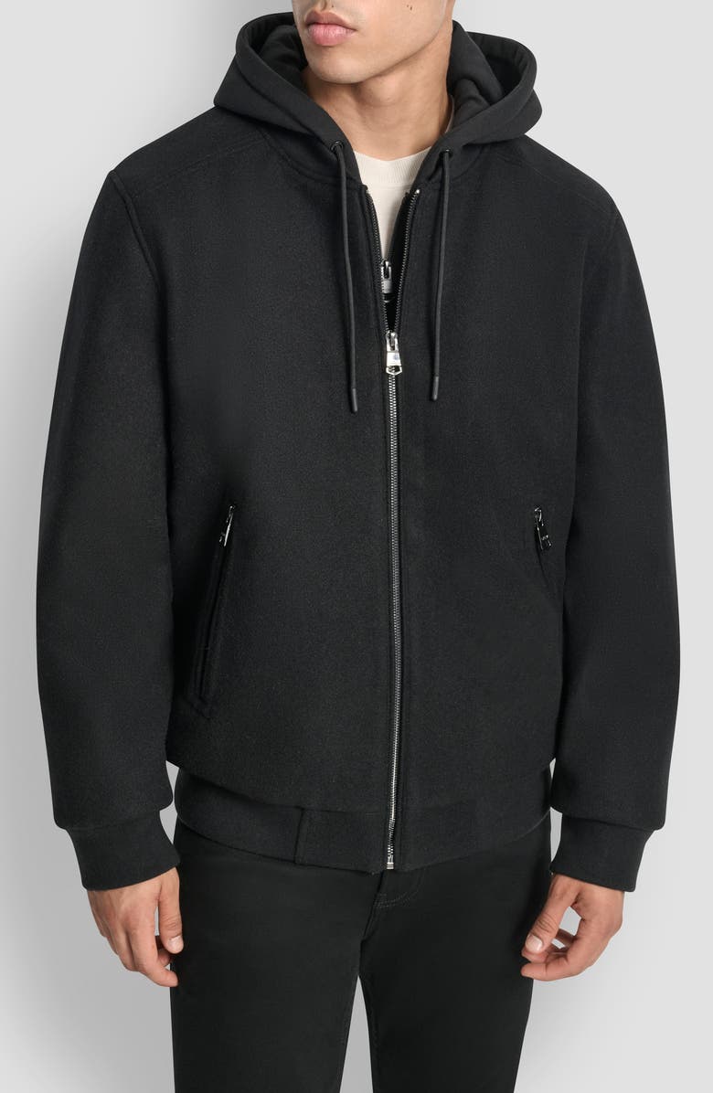 DKNY DX5 Hooded Jacket, Main, color, Black