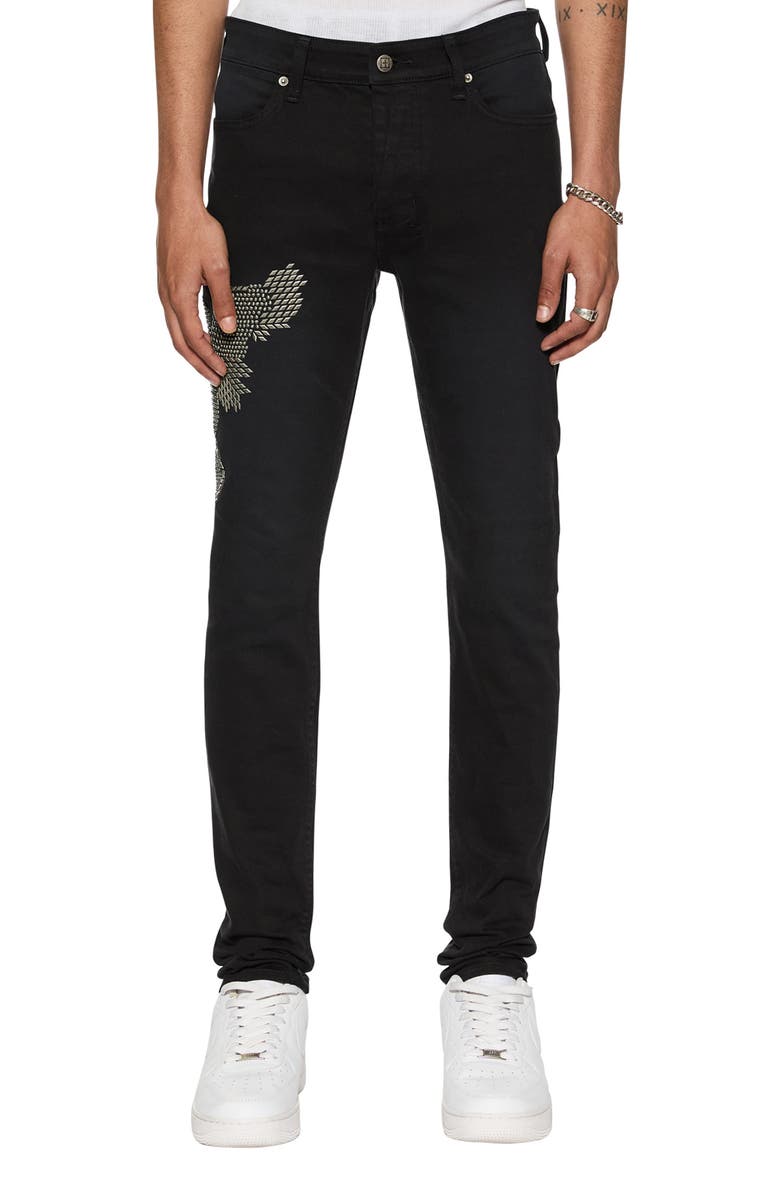 Ksubi Van Winkle Replica Studded Eagle Skinny Jeans, Main, color, 