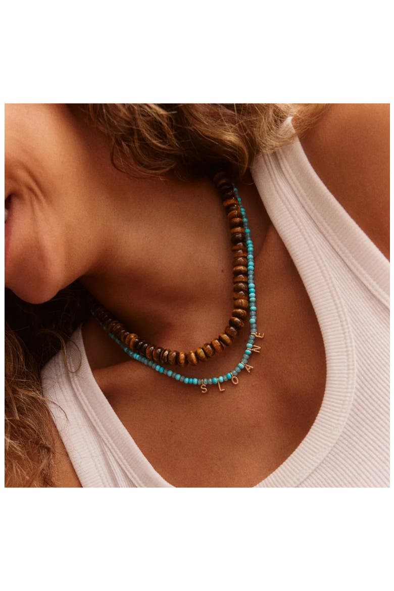 Joyce Semiprecious Stone Beaded Necklace, Alternate, color, BROWN