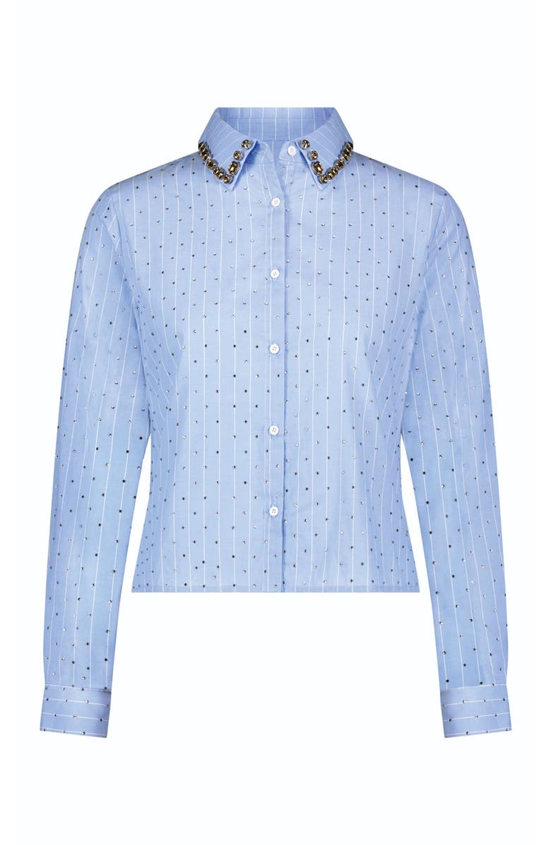 The Noli Shop Josefina Crystal Button Up, Alternate, color, Blue Stripe
