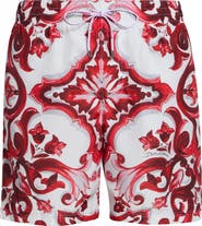 Dolce&Gabbana Majolica Print Swim Trunks