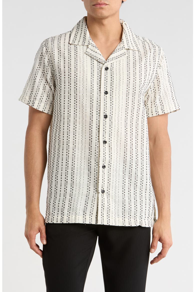 Stripe Camp Shirt, Main, color, WHITE/ BLACK