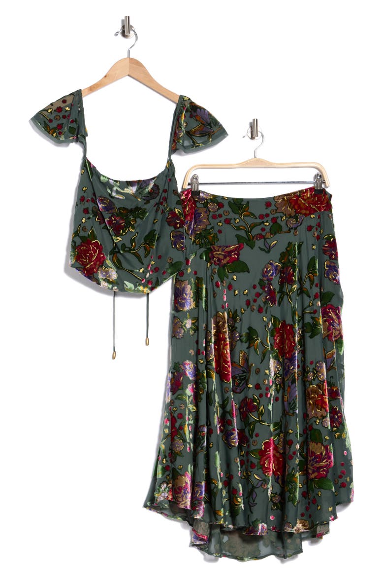 Electra Heart Burnout Velvet 2 Piece Set, Alternate, color, GREEN