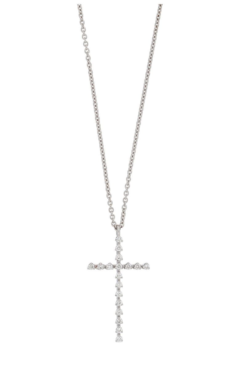 Bony Levy 18K White Gold Diamond Cross Pendant Necklace - 0.10 ctw, Main, color, 
