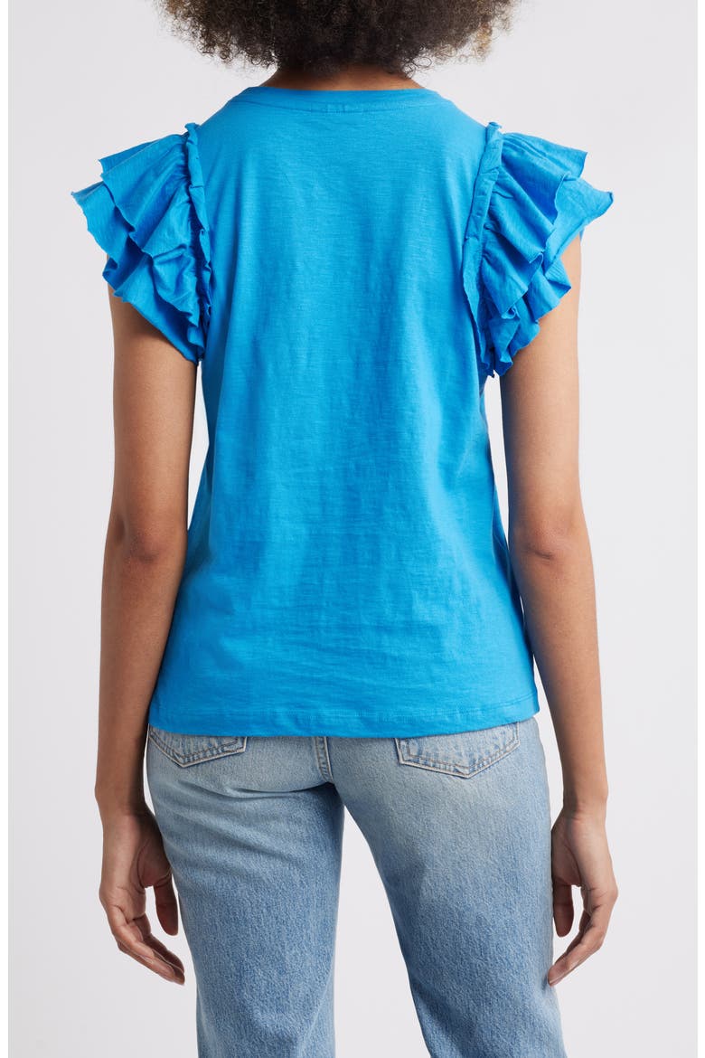 Ruffle Sleeve T-Shirt, Alternate, color, FRENCH BLUE
