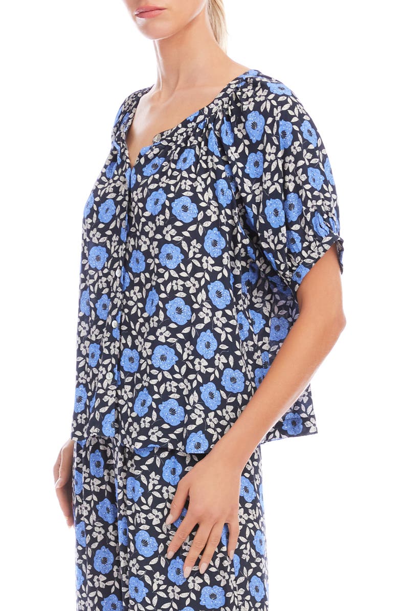 Karen Kane Floral Button-Up Peasant Top, Alternate, color, Floral Print