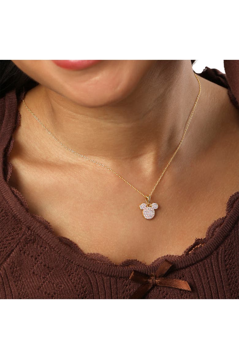 Mickey Mouse Necklace for Women, Aurora Boreal Crystal Mickey Pendant, Alternate, color, Gold