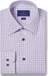 David Donahue Trim Fit Basketweave Check Dress Shirt