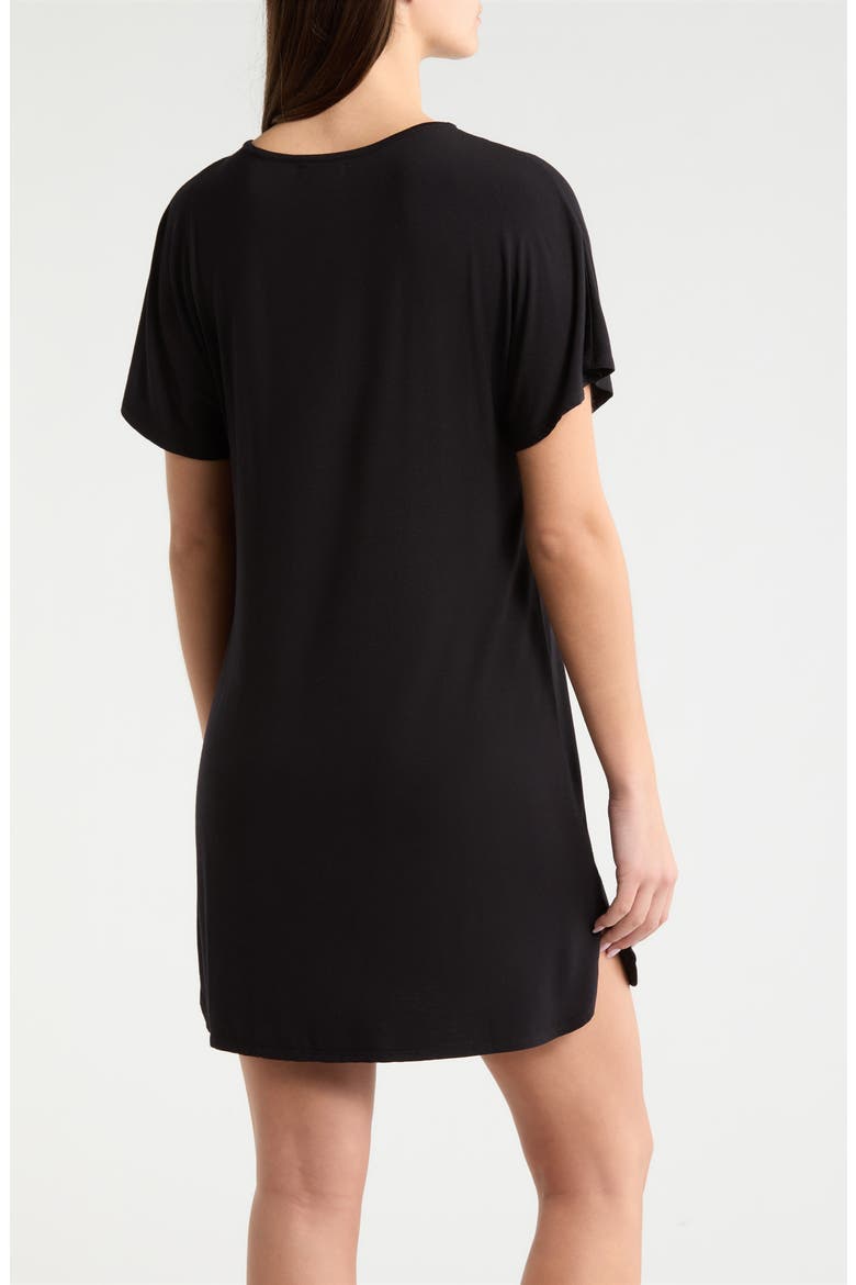 Moonlight Eco Lace Trim Nightshirt, Alternate, color, BLACK