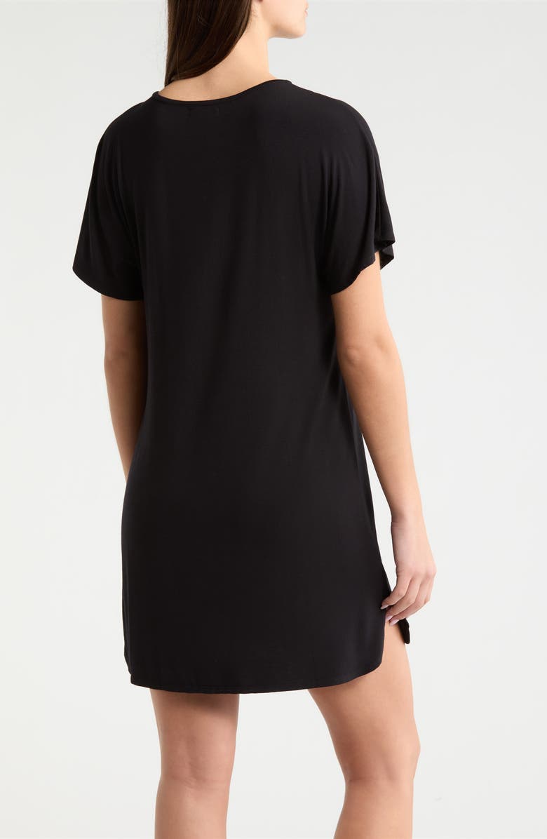 Nordstrom Moonlight Eco Lace Trim Nightshirt, Alternate, color, Black