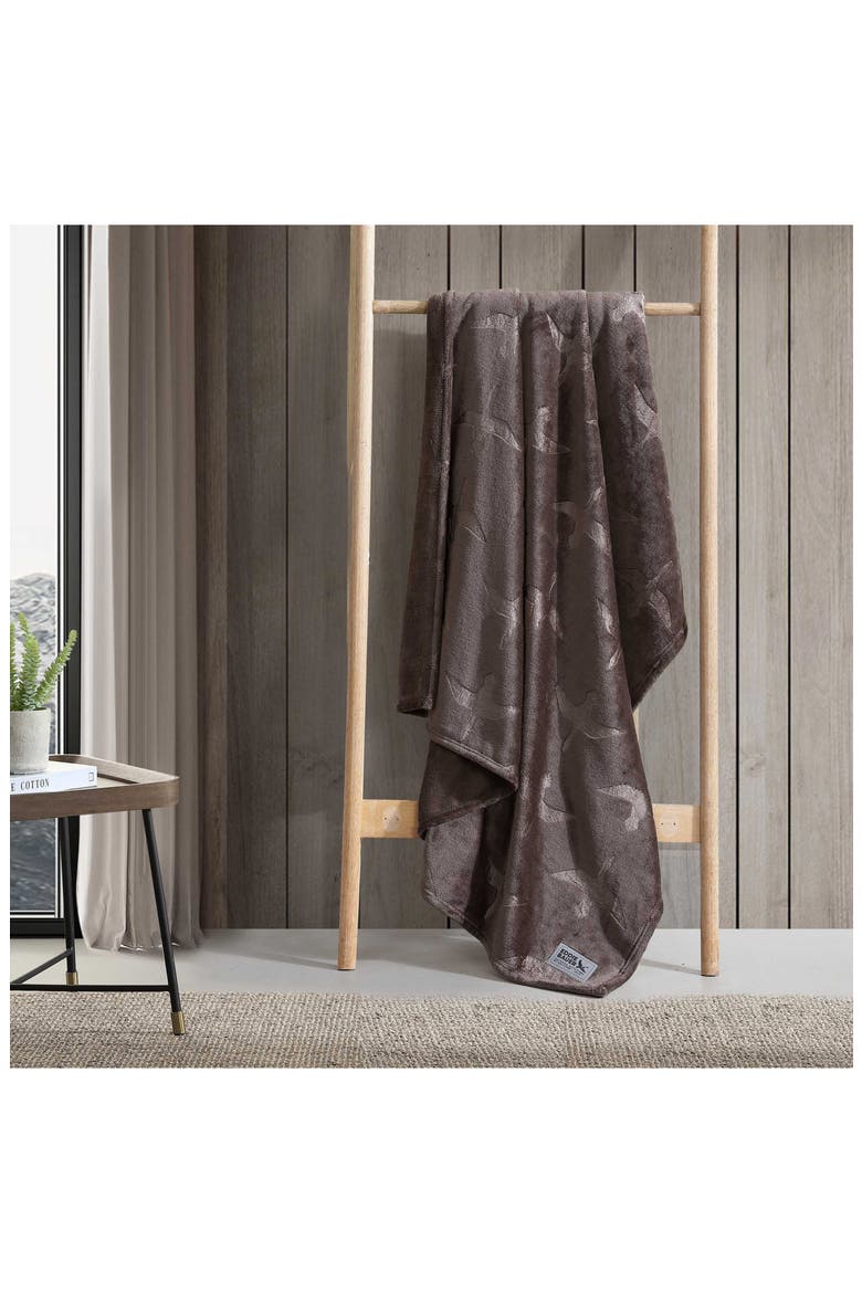 Geese Throw Blanket, Alternate, color, DARK BROWN
