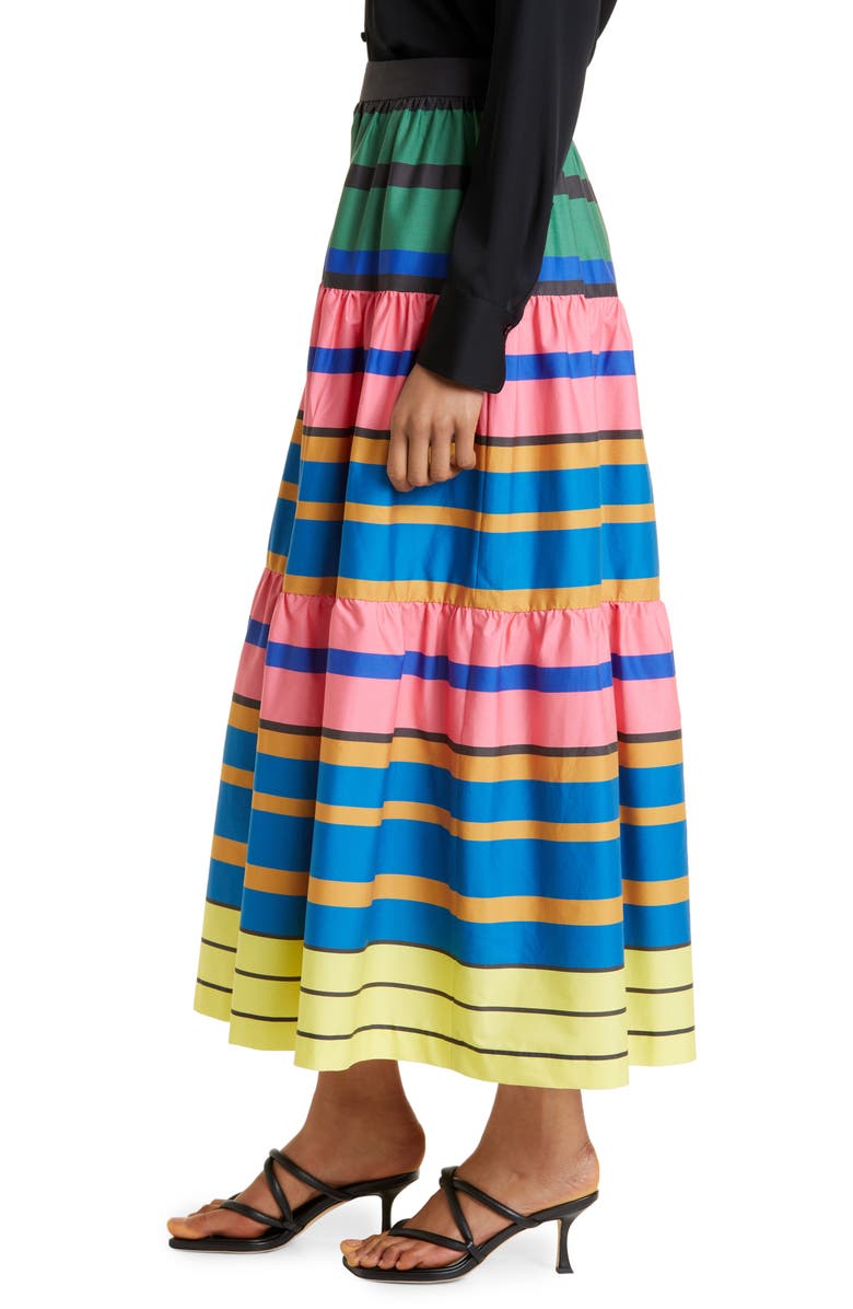 STAUD Sea Leaf Print Maxi Skirt, Alternate, color, Formentera Stripe