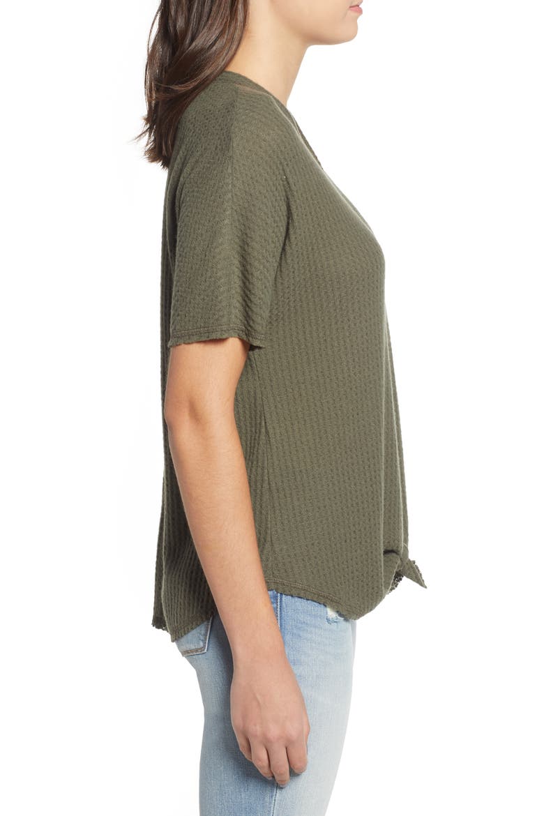 Tie Hem Thermal Tee, Alternate, color, OLIVE