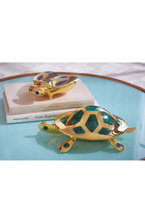 Jonathan Adler Brass Turtle Decorative Box In Gold/green