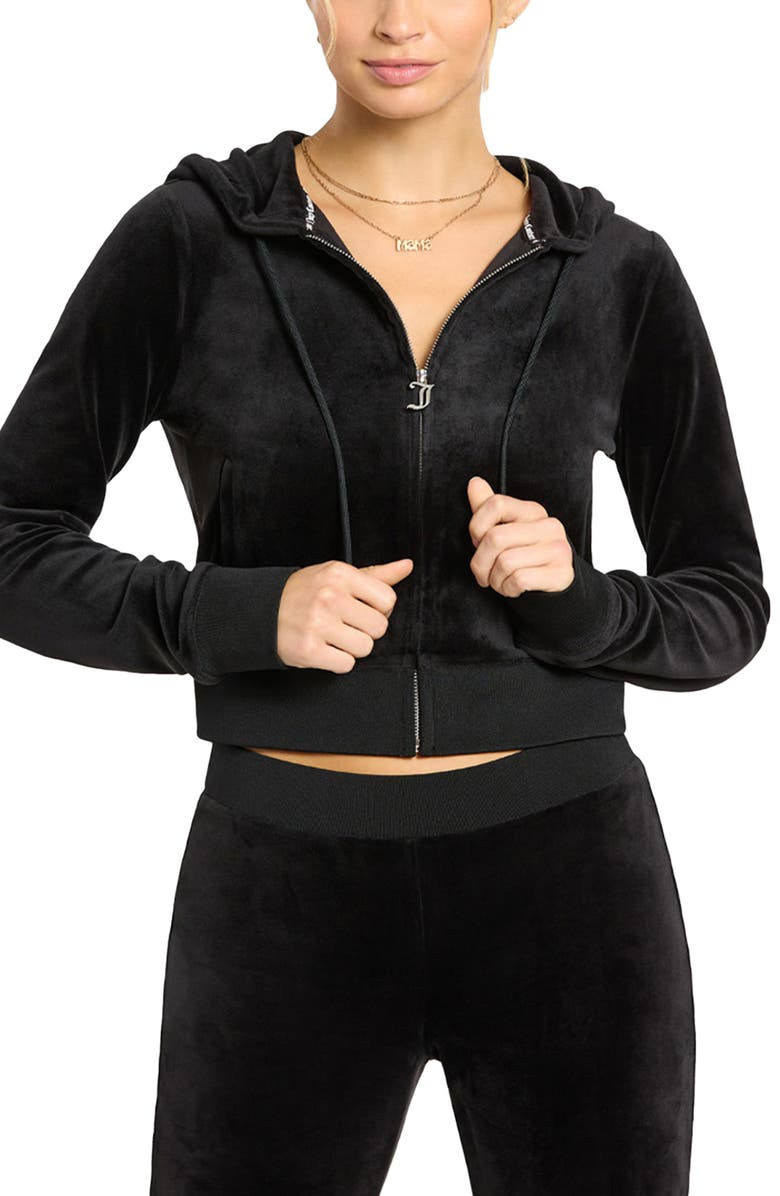Juicy Couture Bling Velour Hoodie, Alternate, color,