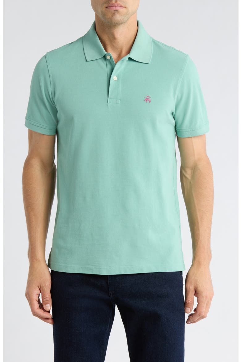 Slim Fit Solid Cotton Piqué Polo, Main, color, MALACHITE GREEN