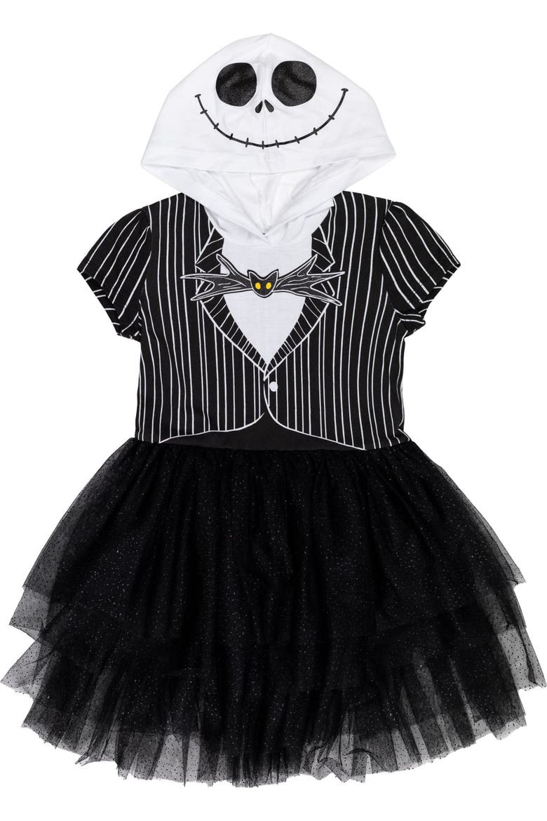 Nightmare Before Christmas Jack Skellington Hooded Tutu Dress, Main, color, Jack Skellington Black