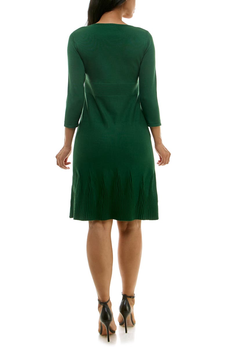 Nina Leonard Textured Fit & Flare Dress, Alternate, color, Jewel Green