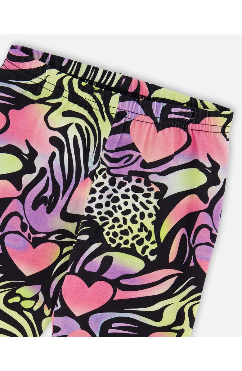 Deux par Deux Organic Cotton Jersey Animal Slim Fit Capri, Alternate, color, Black With Multicolored Print