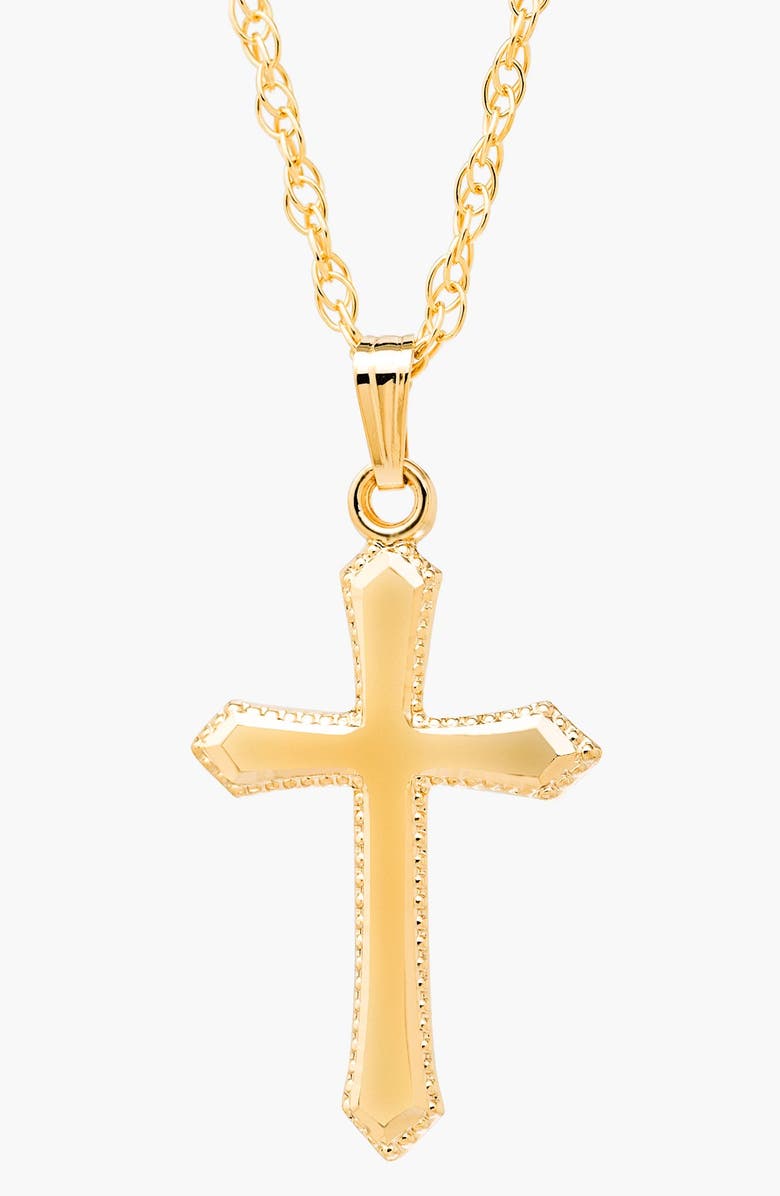 Mignonette 14k Gold Cross Necklace, Main, color, Gold